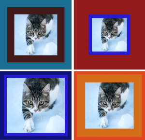 Four images with color borders added: blue, orange, black and white!