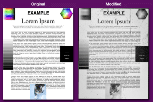 Original image compared to modified image: make pdf look scanned
