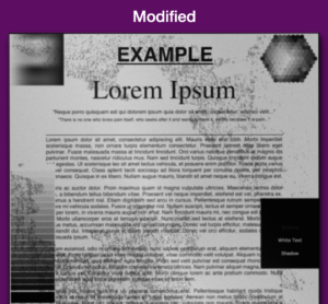 An example blotchy noise scan effect for PDF.