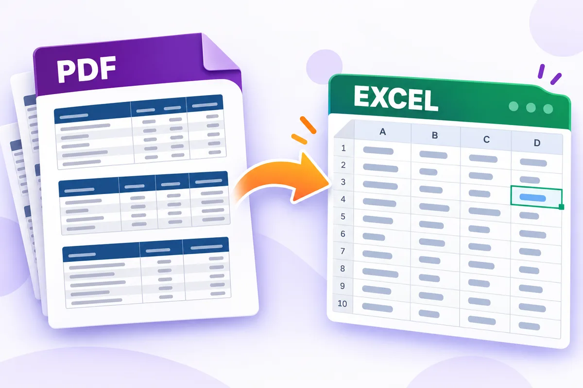 PDF tables are extracted into a clean editable Excel spreadsheet.