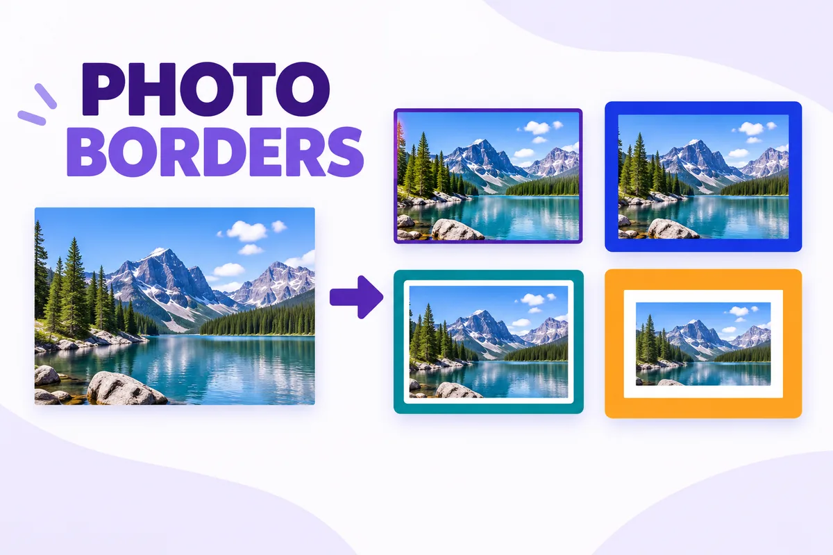 One landscape photo shown with thin, thick, double-color, and mat-style borders.